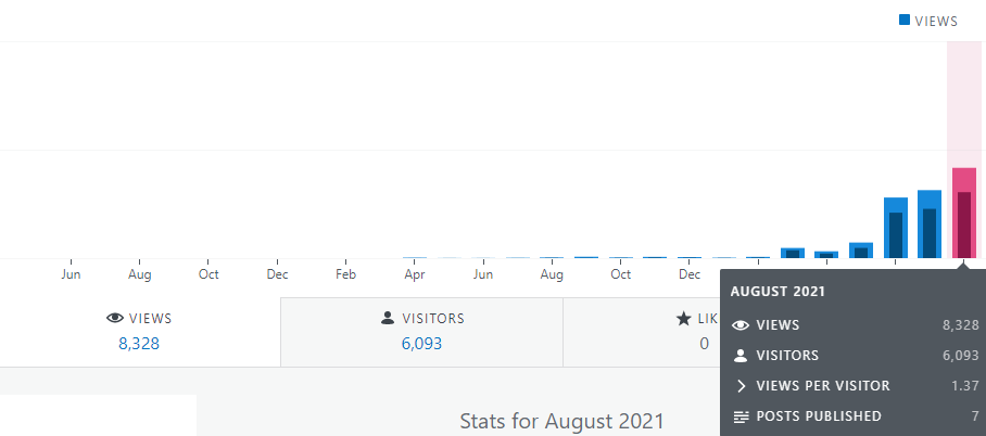 niche site stats for august 2021
